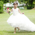 high quality lovely lace flower girl dress for wedding trailing white wedding gown